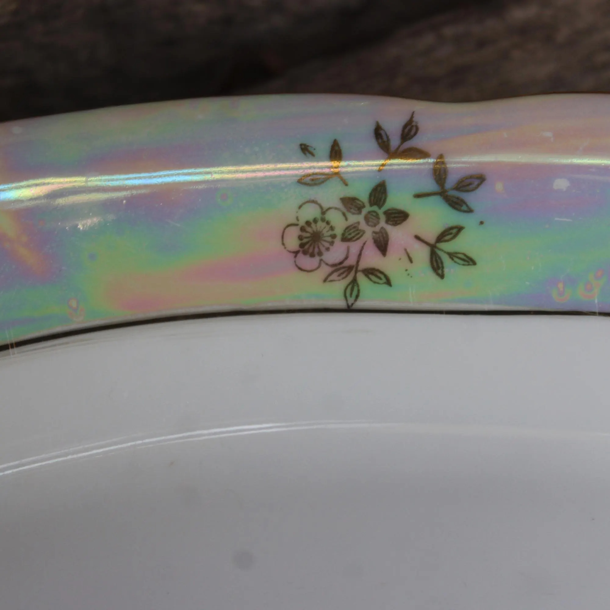 Pearl Rose Oval Ceramic Dinner Plate - View 4