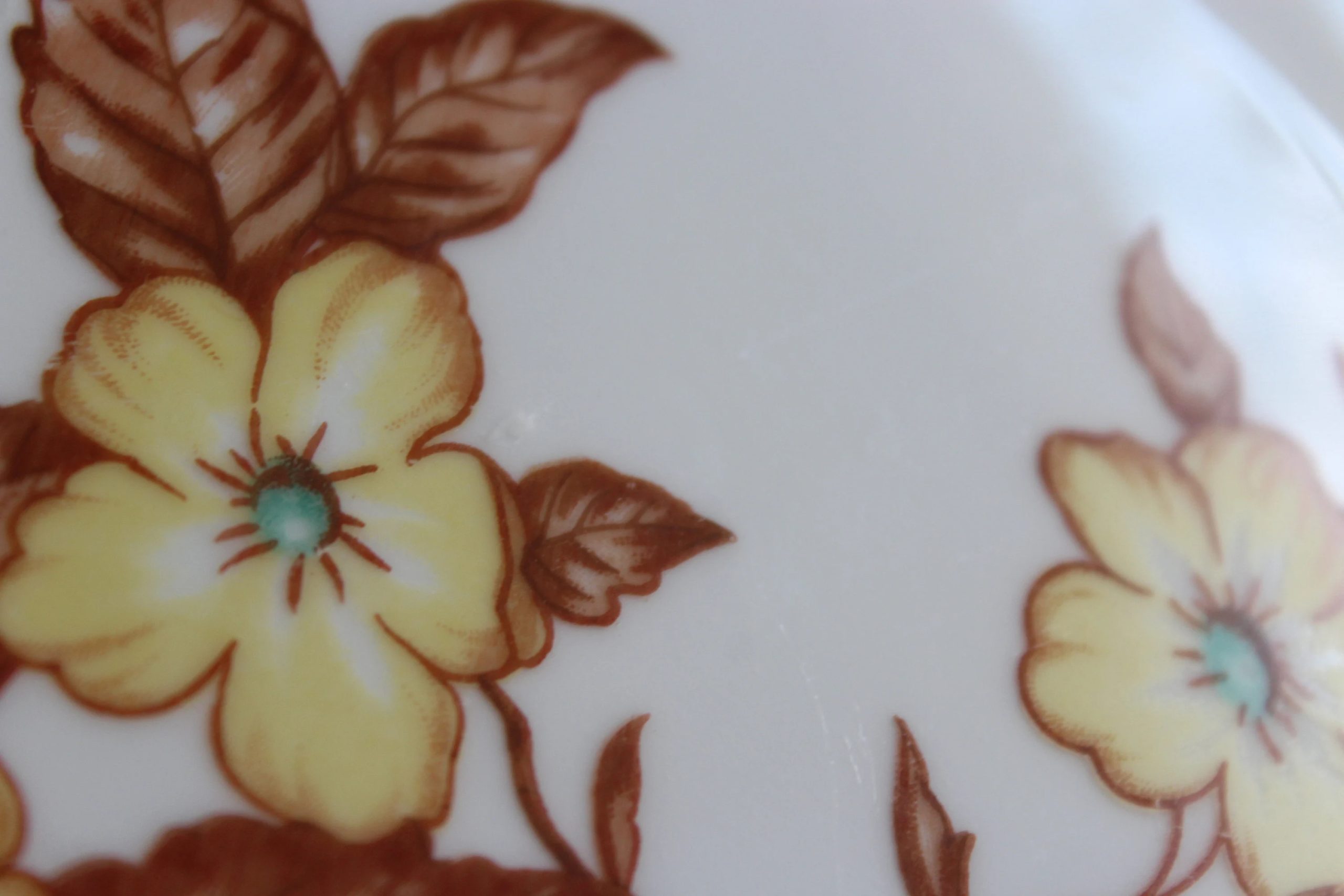 Romantic white floral ceramic dinner plate with plant relief - View 4