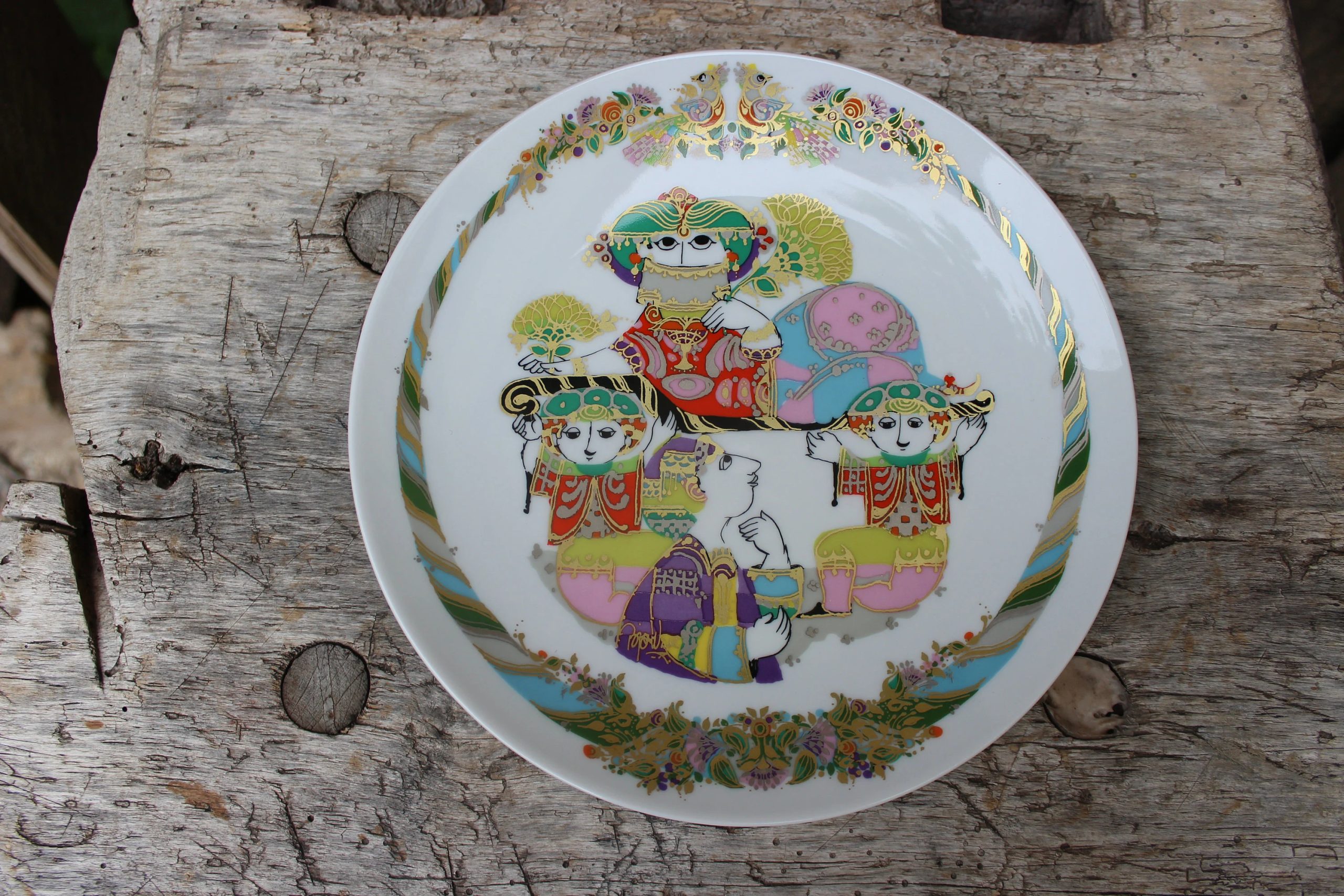 Folk Art Ceramic Plates with Unique Shapes